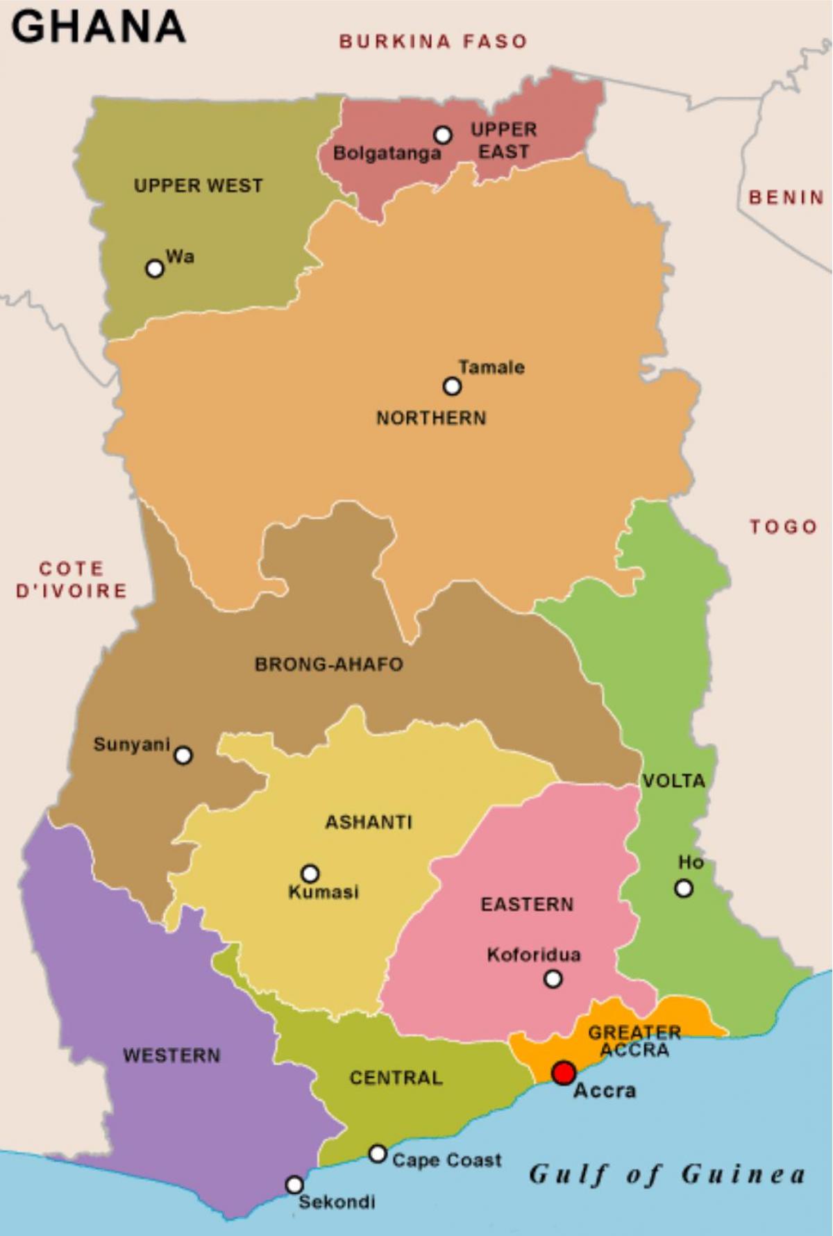 ガーナの地図-地域