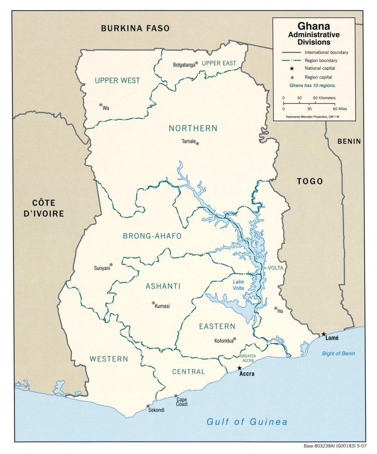 ガーナの地図地域区