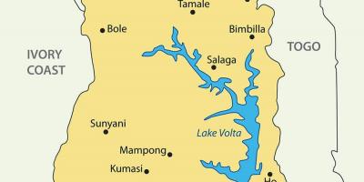 ガーナの地図と都市