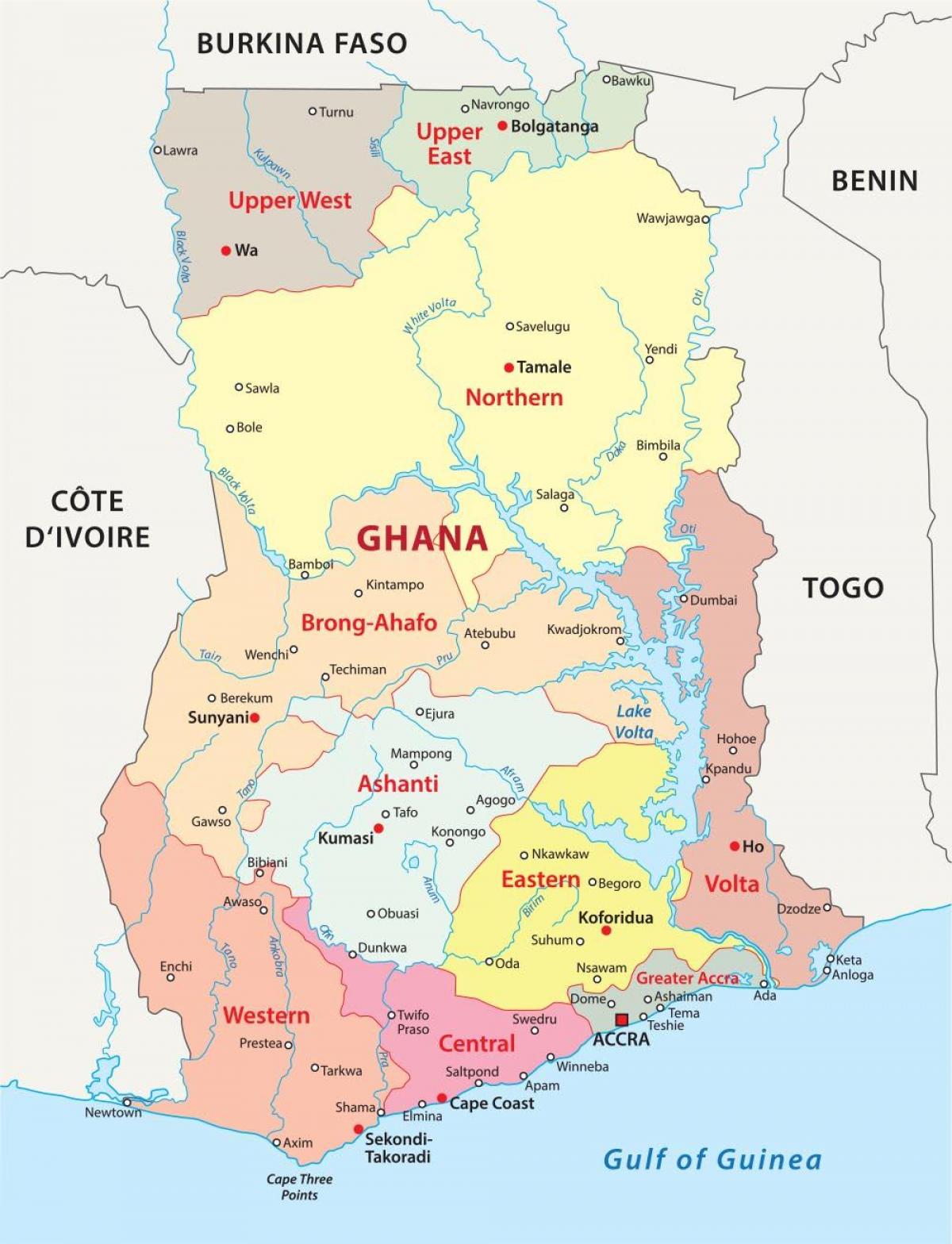 地図のガーナの地図